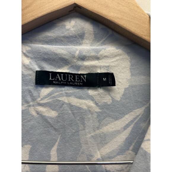 Ralph Lauren Monogrammed Women's M Blue Floral 3/4 Sleeve Sleep Shirt Cotton - Picture 3 of 9